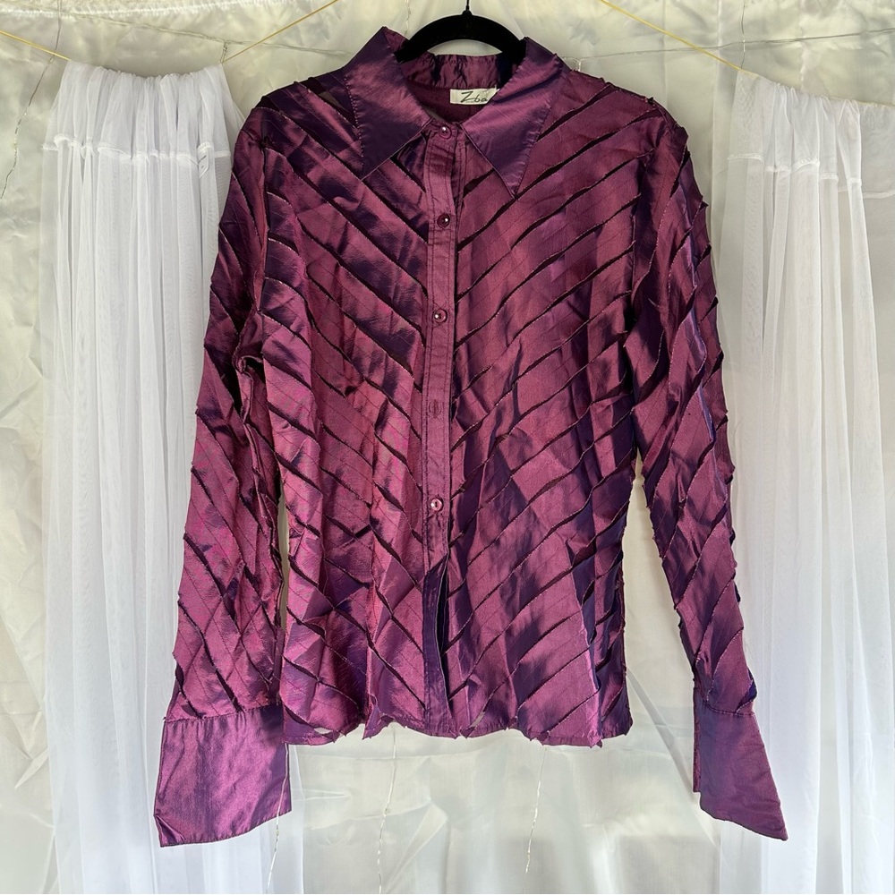 Vintage 90s Iridescent Purple Mesh Women's Top